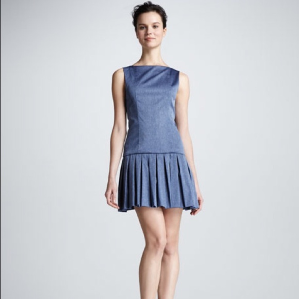 Alice and Olivia pleated fit and flair dress